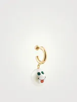 24K Goldplated Cotton Candy Earring With Crystal And Pearl