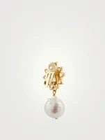 24K Goldplated Sun Clip-On Earrings With Pearls