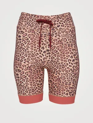 High-Waisted Spin Shorts Leopard Print