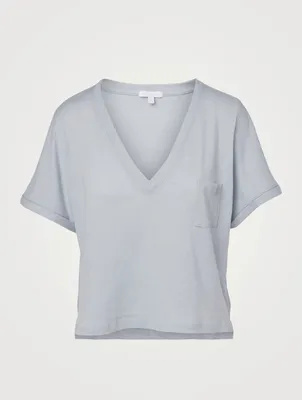 Jersey Deep V-Neck Cropped T-Shirt