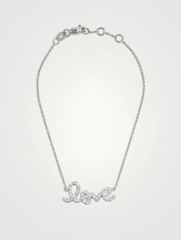 Mini 14K White Gold Love Bracelet With Pavé Diamonds