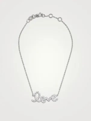Mini 14K White Gold Love Bracelet With Pavé Diamonds