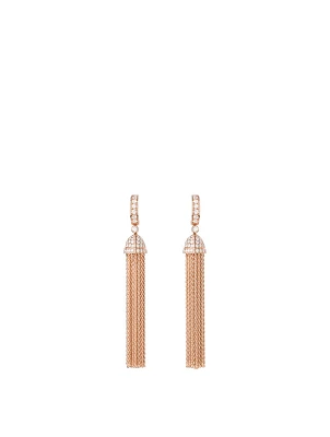 Pompon Rose Gold Pendant Earrings With Diamonds