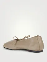 Toe Shirring Leather Ballet Flats