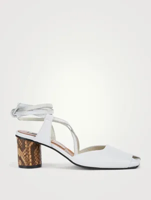 Open Toe Strap Leather Heeled Sandals