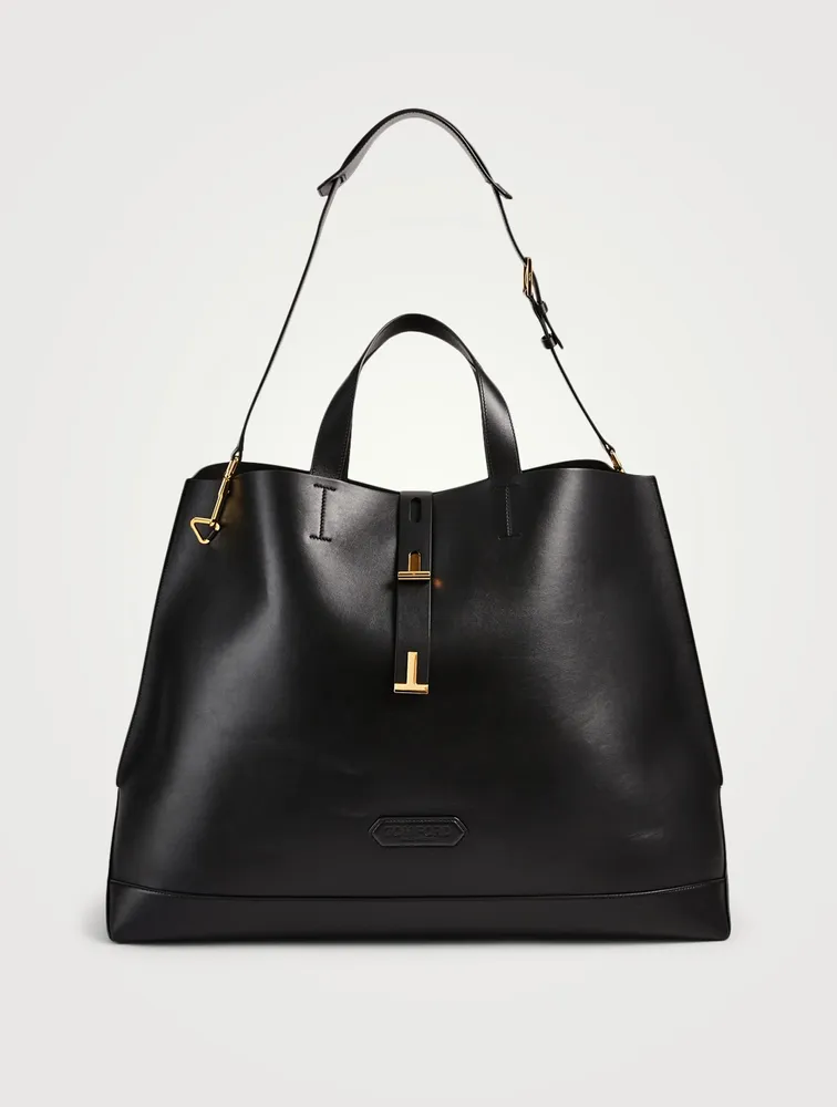 T Twist Leather Tote Bag