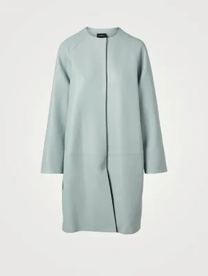 Leather Snap Button Coat