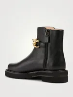 Chain Lift Leather Ankle Boots