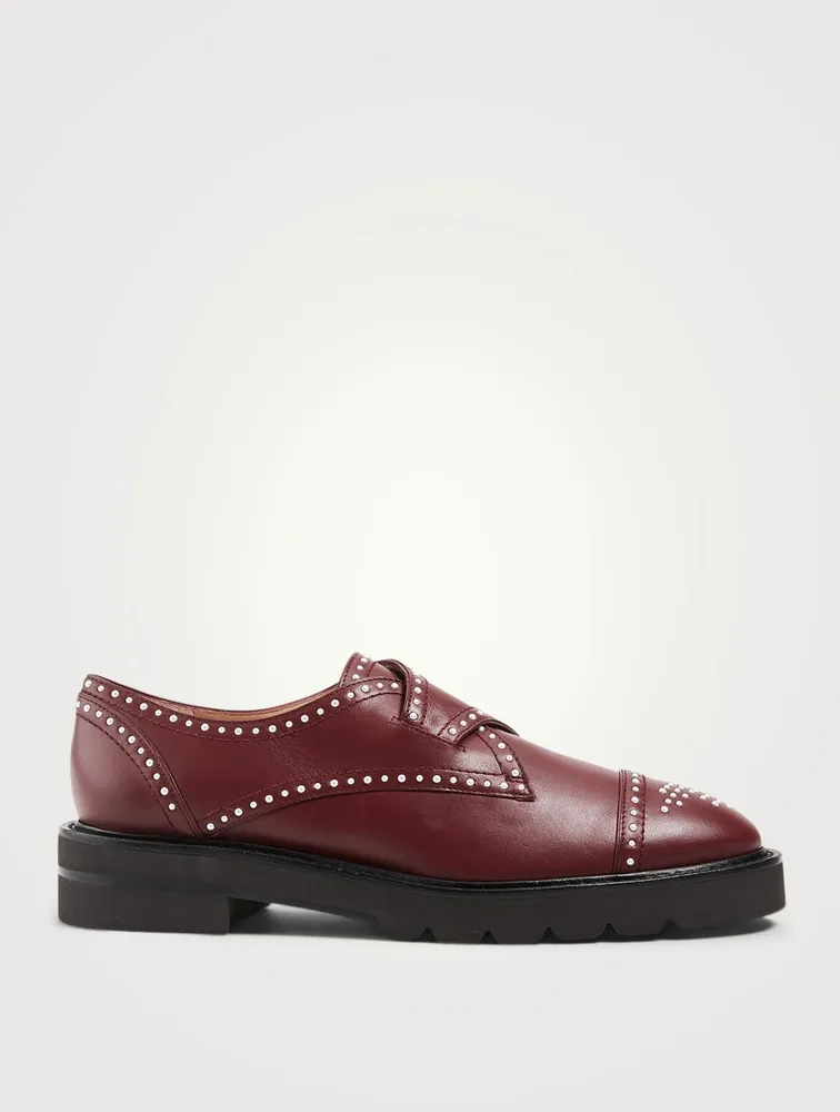 Jackson Lift Leather Shoes With Pearl Studs