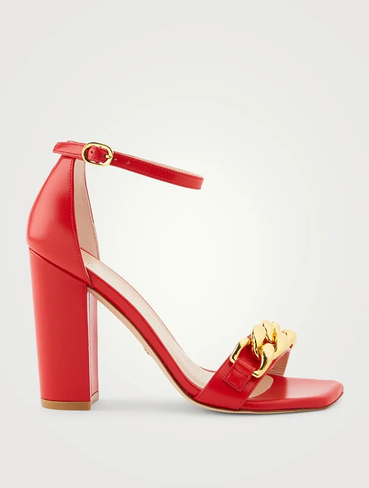 Amelina Block 100 Chain Leather Heeled Sandals