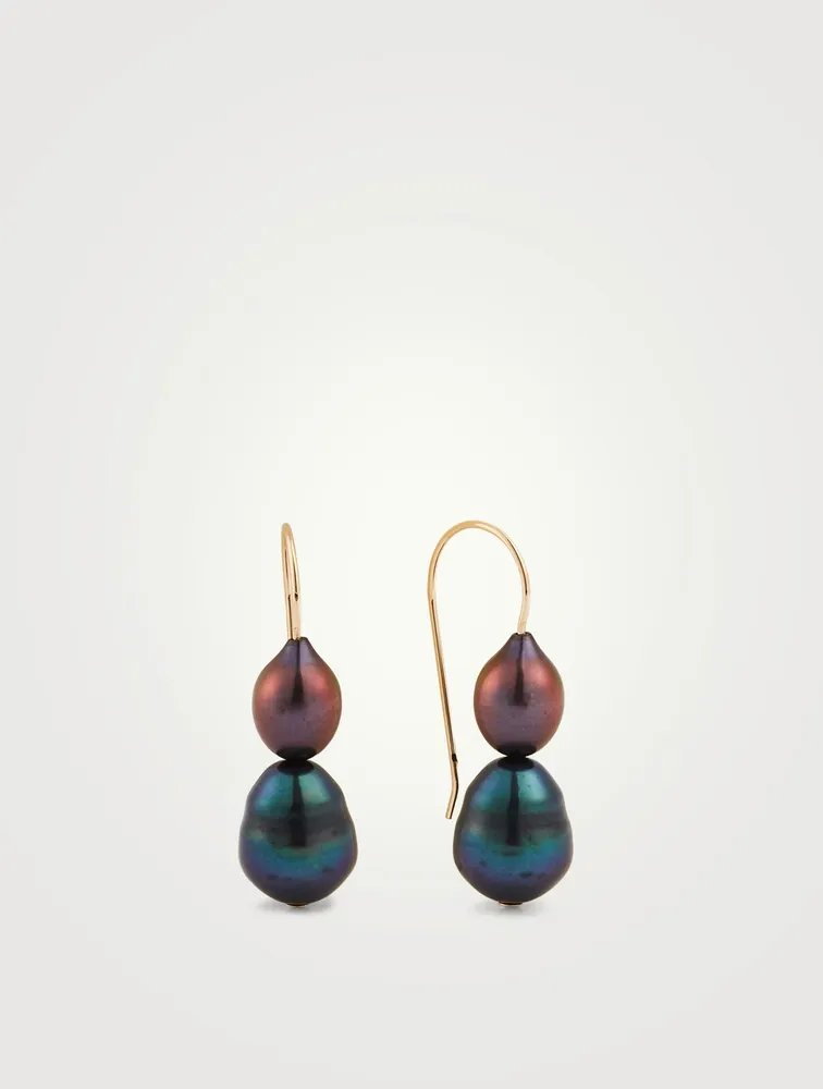 Double Black Pearl Earrings