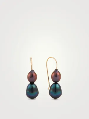 Double Black Pearl Earrings