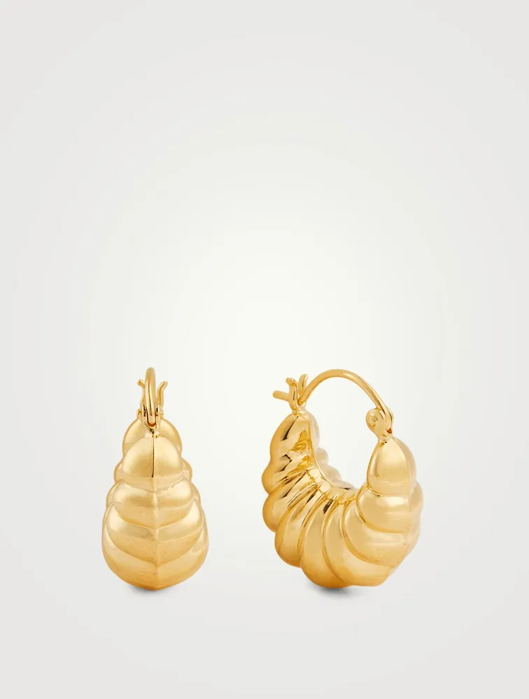 18K Gold Vermeil Shell Hoop Earrings