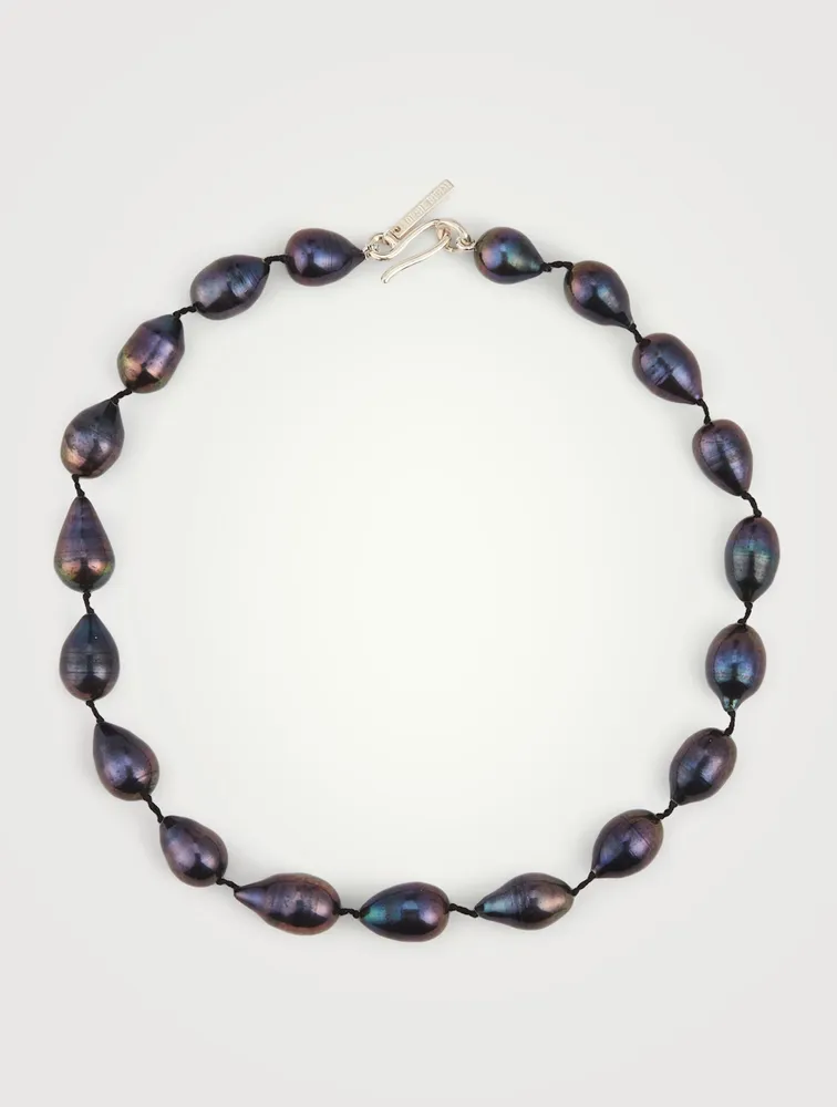 Iridescent Pearl Teardrop Collar Necklace