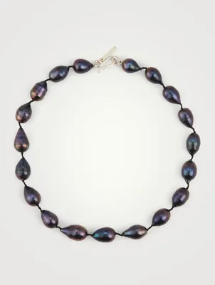 Iridescent Pearl Teardrop Collar Necklace