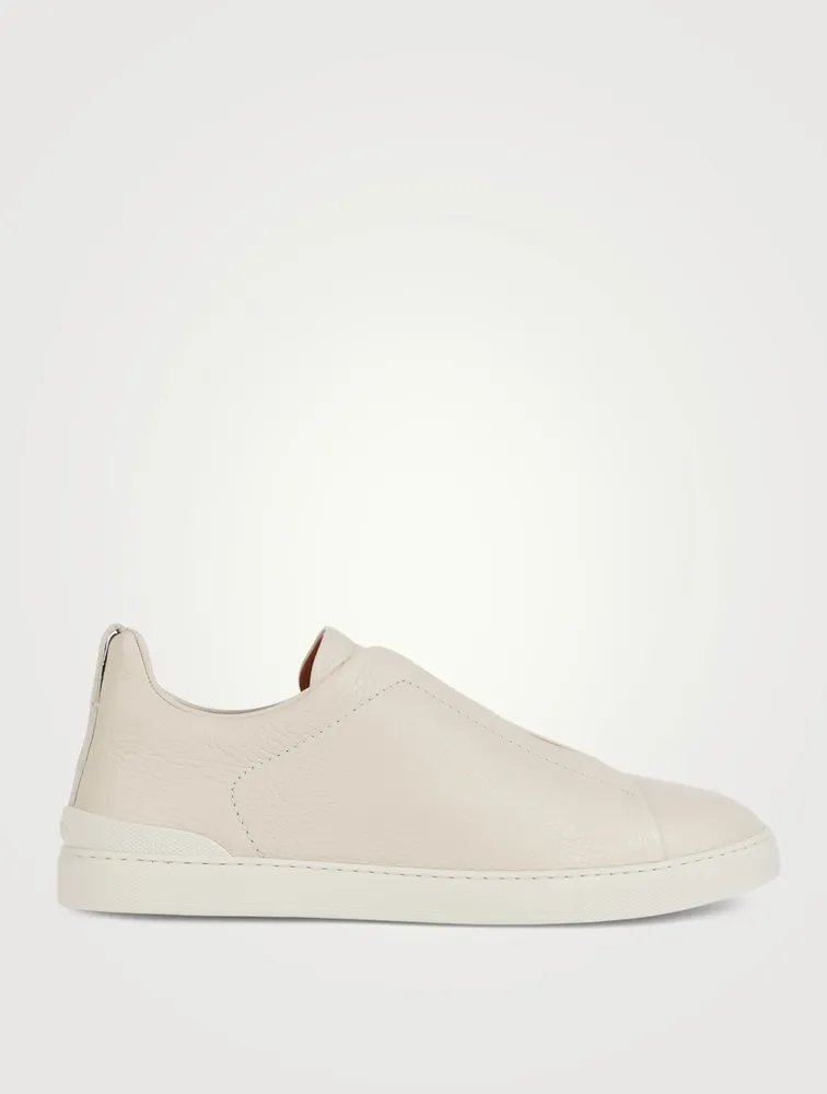 Triple Stitch Leather Slip-On Sneakers