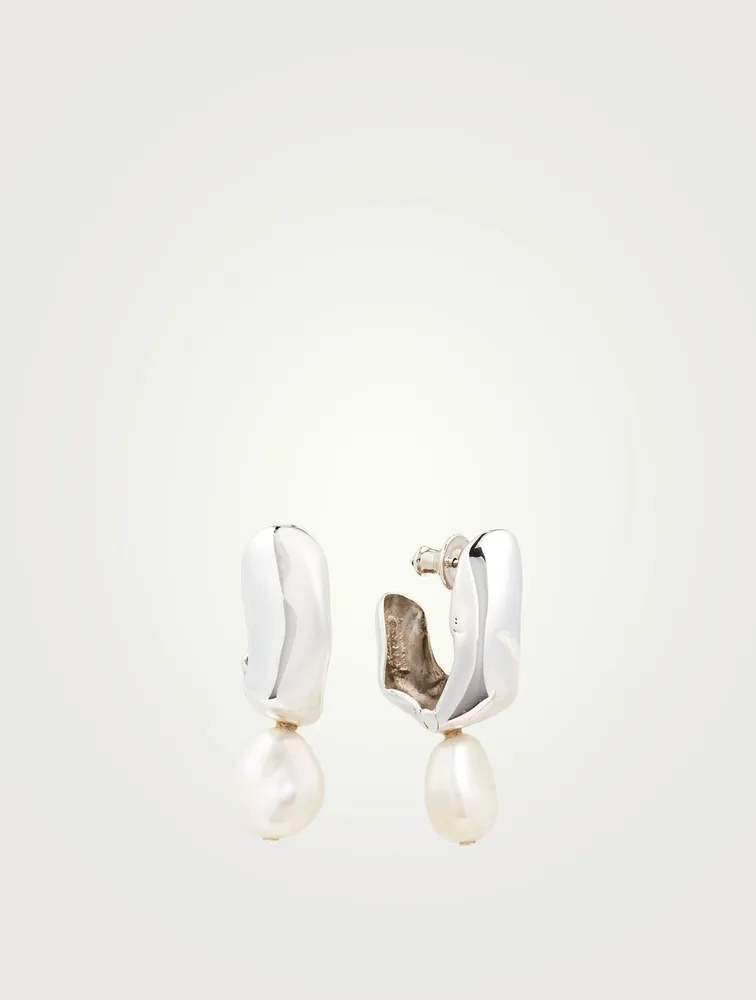 Sterling Silver Ebi Perla Earrings With Pearls