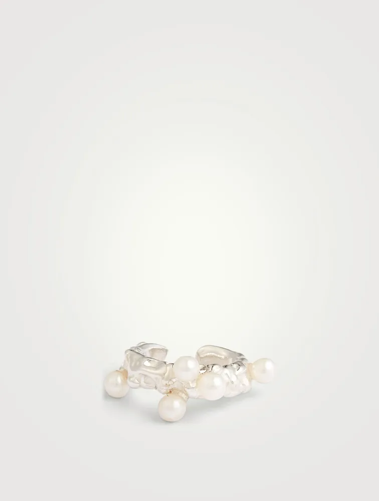 Roca Perla Sterling Silver Earcuff With Pearls