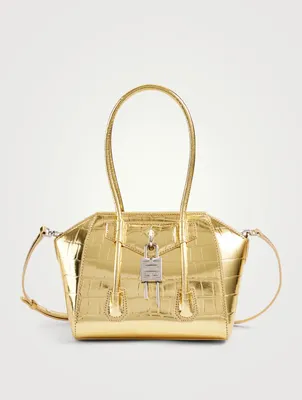 Mini Antigona Metallic Croc-Embossed Leather Bag With Lock