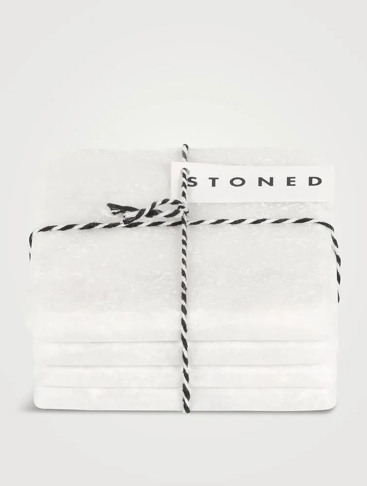 Set Of Four White Marble Square Coasters