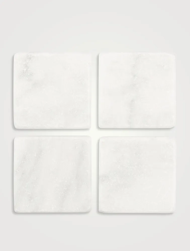 Set Of Four White Marble Square Coasters