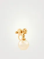 18K Gold Stud Earrings With Pearls And Diamonds