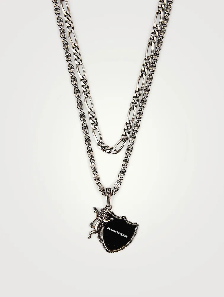 Layered Lion Shield Necklace