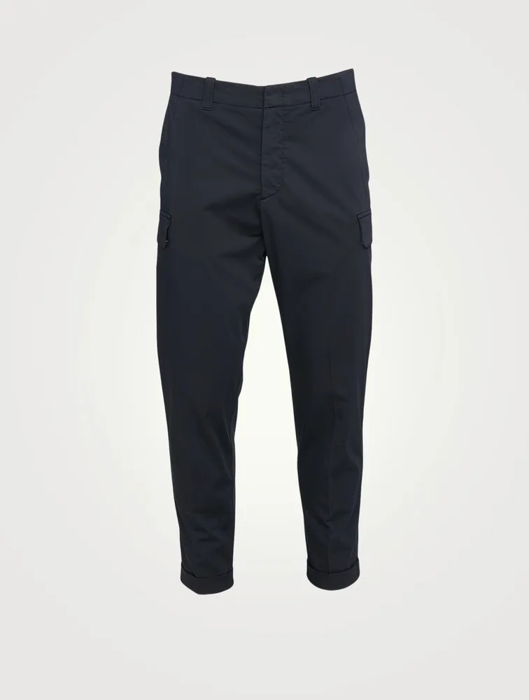 Cotton Stretch Satin Cargo Pants