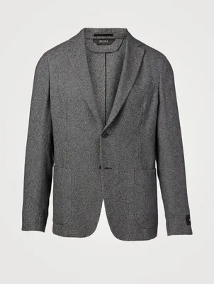 Single-Breasted Jacket Micro Grid Print