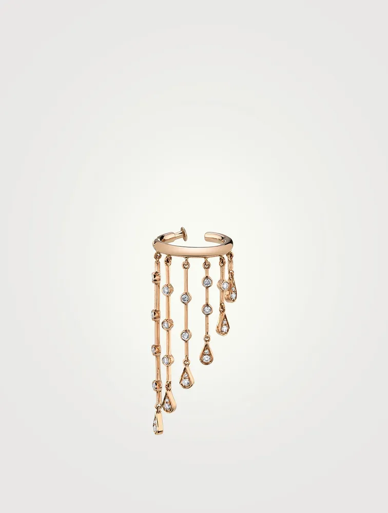 18K Rose Gold Ear Cuff With Diamonds