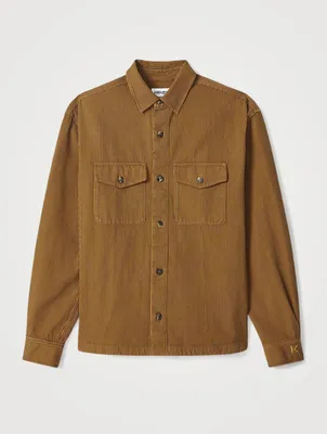 Cotton Shirt Jacket Striped Print