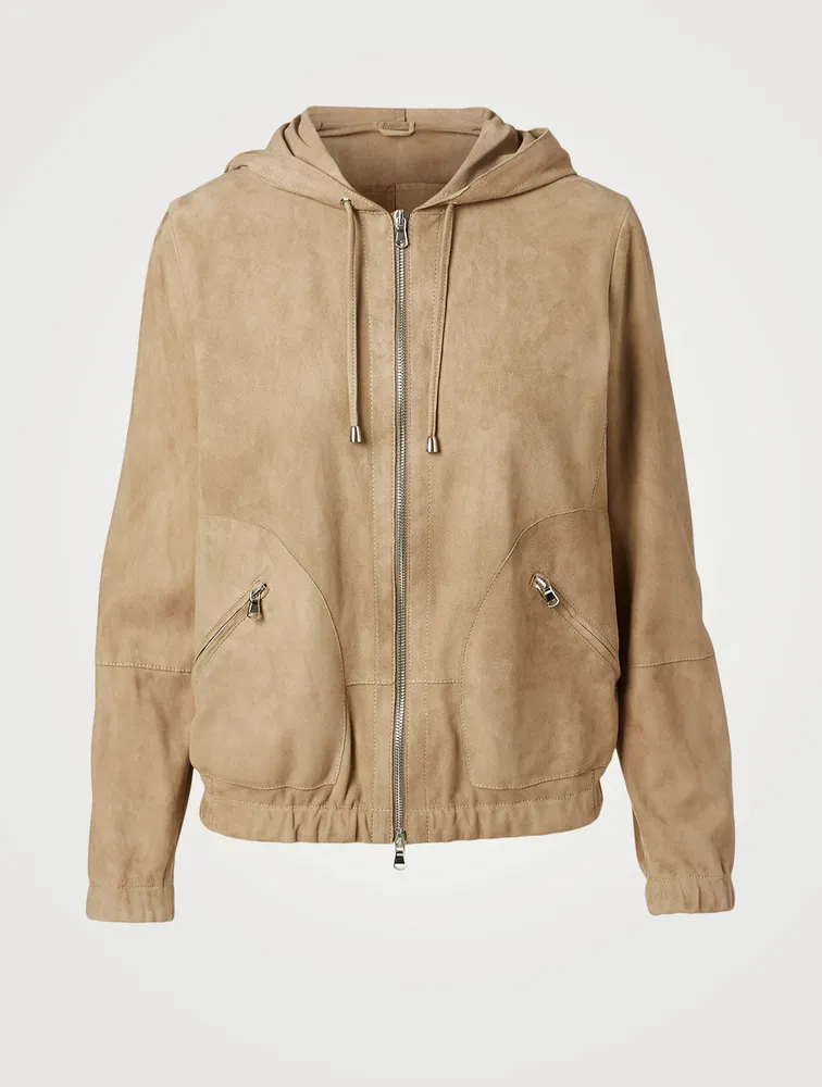 Suede Zip Jacket With Hood