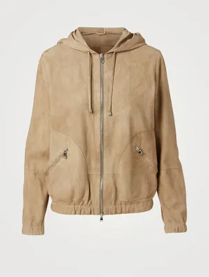 Suede Zip Jacket With Hood