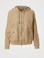 Suede Zip Jacket With Hood