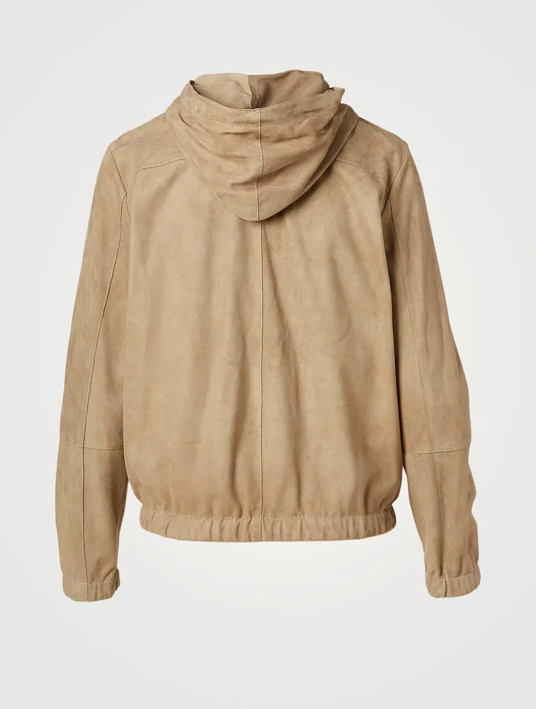 Suede Zip Jacket With Hood