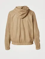 Suede Zip Jacket With Hood