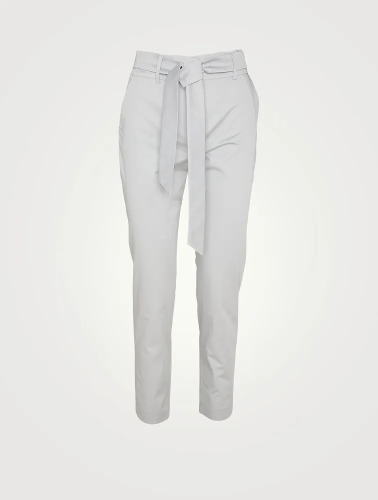 Cotton Stretch Pants With Tie Waist