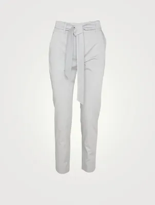 Cotton Stretch Pants With Tie Waist