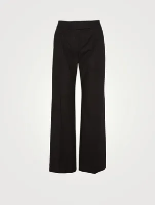 Cotton Stretch Straight-Leg Pants