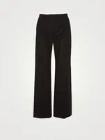 Cotton Stretch Straight-Leg Pants