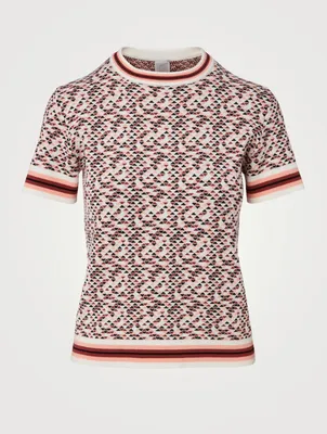 Jacquard Short-Sleeve Sweater