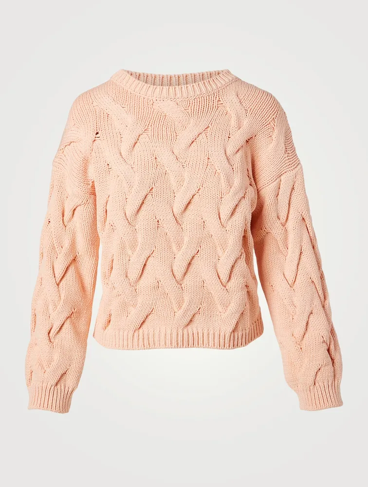 Cotton-Blend Cable-Knit Sweater