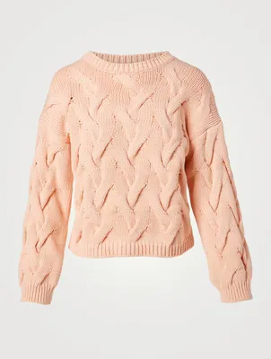 Cotton-Blend Cable-Knit Sweater