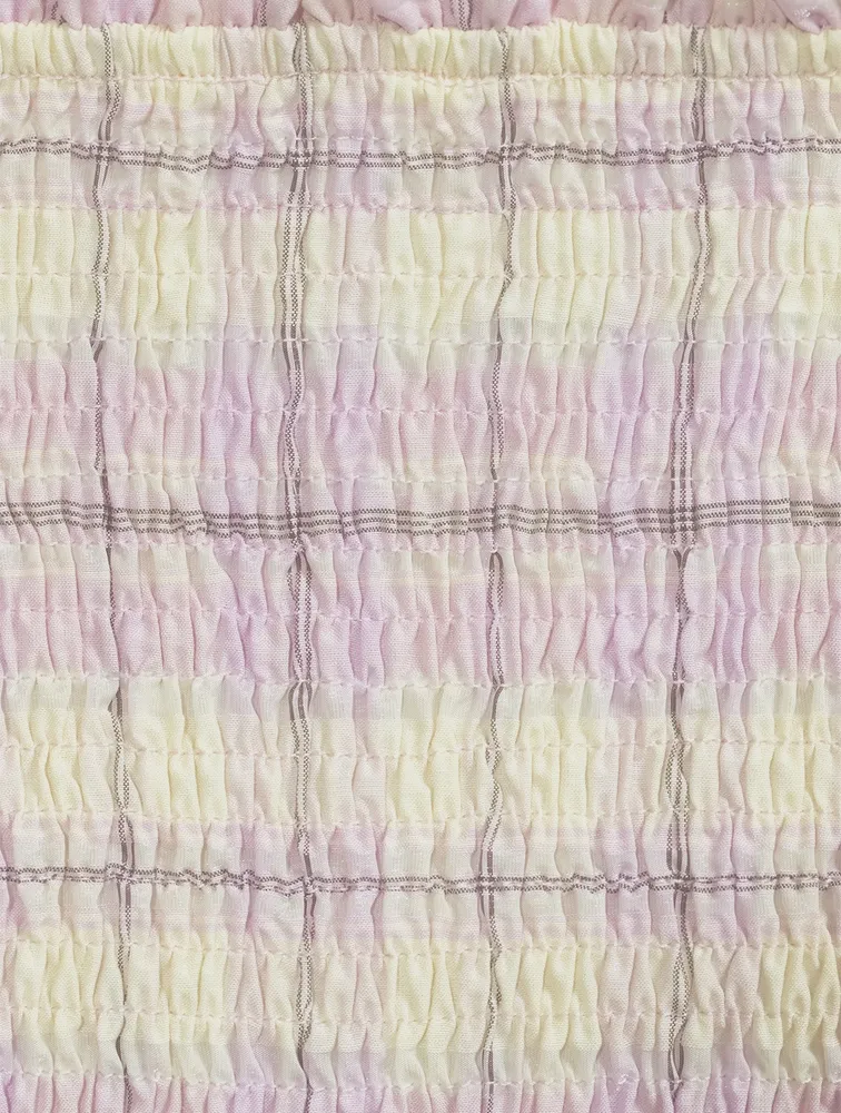 Seersucker Check Smock Top