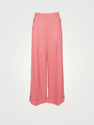 Wool-Blend Wide-Leg Pants