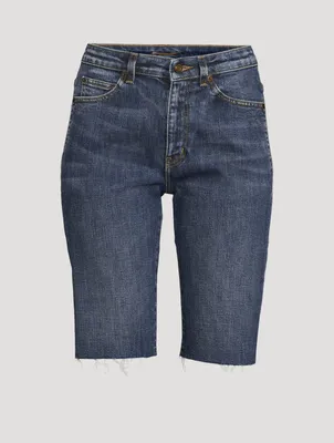 Denim Slim-Fit Bike Shorts