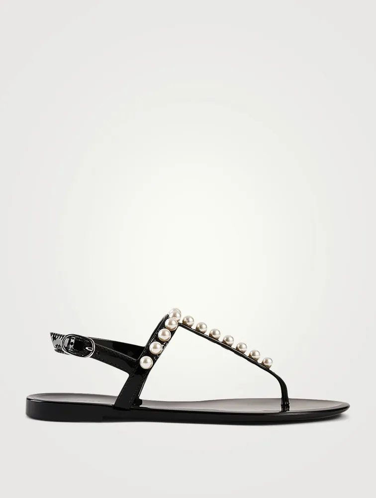 Goldie Jelly Slingback Thong Sandals With Pearls