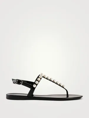 Goldie Jelly Slingback Thong Sandals With Pearls