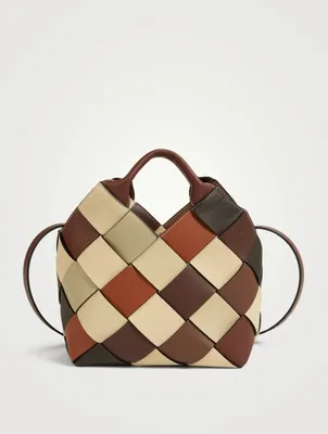 Small Surplus Leather Woven Basket Bag