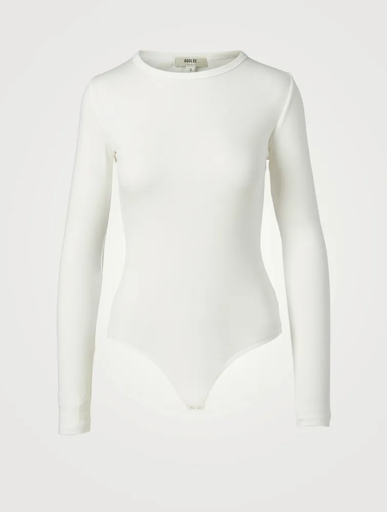 Leila Ribbed Long-Sleeve Bodysuit